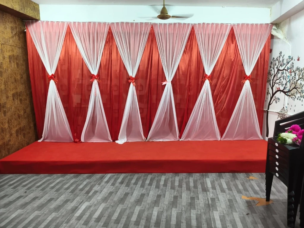 Mangal Party Hall - Decorated Stage with Red Carpet